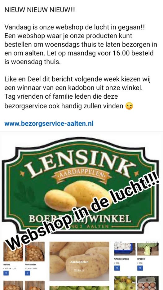 Webshop van Boerderijwinkel Lensink Aardappelen Aalten is life.